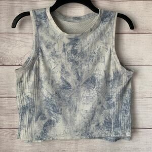 Lululemon Blue and White Train to Be Tank Shibori Dying Mesh Sides Crop Tie Dye
